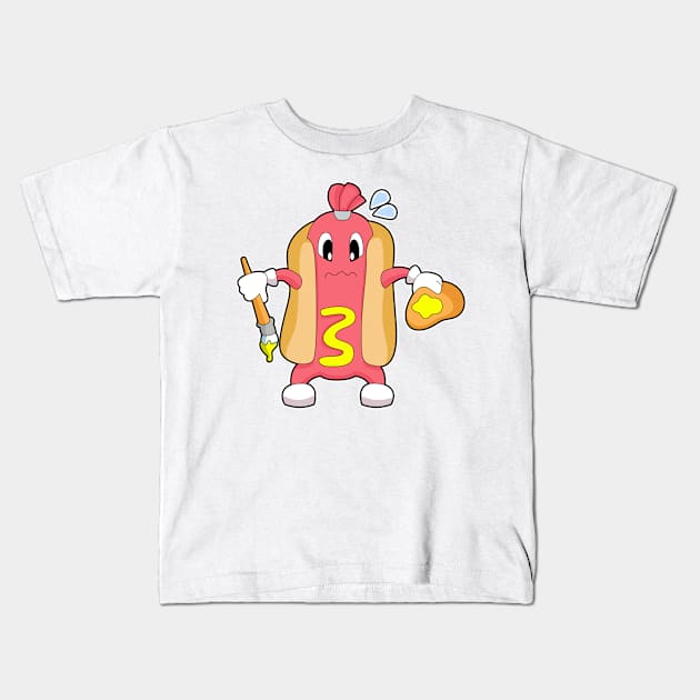 Hotdog Painting Paint brush Color Kids T-Shirt by Markus Schnabel